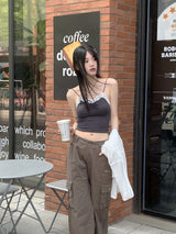 [MADE] デズレースシャーリングVネッククロップノースリーブ / [MADE] Dez Lace Shirring V-neck Cropp Sleeveless