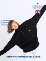 ハーフジップアップニットスウェットシャツ/HALF ZIP UP KNIT SWEATSHIRTS BLACK