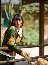 Mohair Argyle Knit Pullover