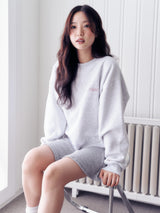 Lettering Round Neck Sweatshirt (W-MELANGE)