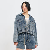 JINRO DENIM CROP TRUCKER JACKET 