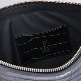 クロコダイルエンボクラッチ/CROCODILE EMBO CLUTCH-BLACK