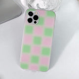 チェックブラーピンググリーンフォーンケース / Check Blur pinkgreen Phone Case