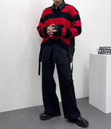 ストライプ ロープ クロップド ニットウェア / SK Stripe rope cropped knitwear (2 colors)