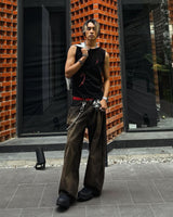RHINESTONE DRAWING SLEEVELESS TOP BLACK