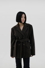 ダブルベルトウールジャケット / Double belt wool jacket (2color)
