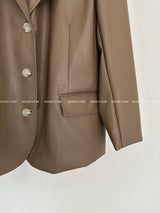 leather oversized-fit blazer jacket