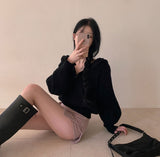 [BELLIDE MADE] ナチュラルフードハーフジップクロップニット