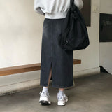 [BELLIDE MADE] スリットロングデニムスカート