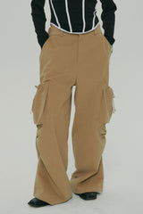 POCKET SHIRRING WIDE PANTS / BEGIE
