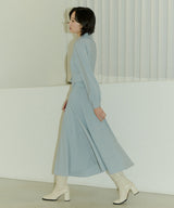 HIGH WAIST FLARE MAXI SKIRT - NILE BLUE (6689409171574)
