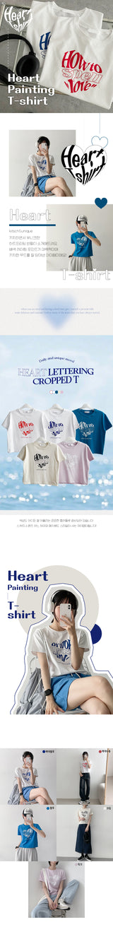 ハウトゥーハートクロップ半袖Tシャツ / How to Heart Crop Short Sleeve Tee