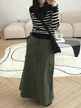 Lush back slit long skirt