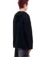 NET KNIT HOOD ZIP-UP (BLACK)