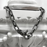 11mm ラウンド チェーン リンク ネックレス / [BLESSEDBULLET]11mm round chain link necklace_dark silver/silver
