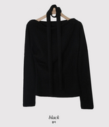 Rose Boat Neck Knit T-shirt + Tie Set (5color)