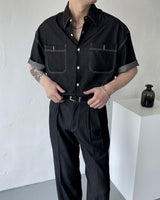 ECTフェイクデニムワイドパンツ / ECT Fake Denim Wide Pants (Set - Up / 1 color)