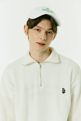 ハーフジップアップニットスウェットシャツ/HALF ZIP UP KNIT SWEATSHIRTS IVORY