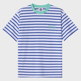 ミントネックブルーストライプユニセックスTシャツ / Mint Neck Blue Stripe Unisex T-shirt