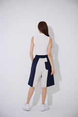 TOP(9354) Collar Half Zip Up Crop Sleeveless