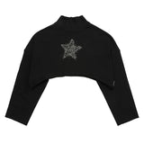 BLACK TURTLENECK CROP SWEATSHIRT