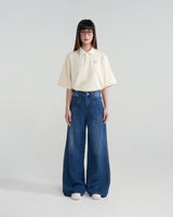 プリヴェラインワイド-レッグデニムジーンズ / PRIVÉ LINED WIDE-LEG DENIM JEANS - CREAM/DENIM BLUE