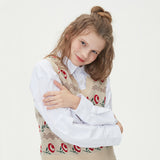 WAVE FLOWER JAQUARD KNIT VEST_BEIGE (6610817482870)