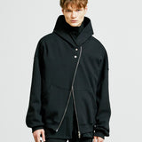 hoody zip-up cape cardigan black (6615495016566)