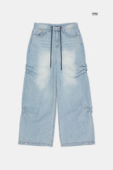 Folds rivet over denim pants
