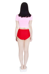 ロゴクロップスパンショートスリーブTシャツ/crevy logo crop spandex short sleeve tee (light pink)