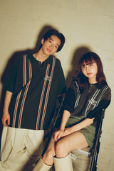 ストライプサマーニットポロ / Stripe summer knit polo I Younger Song x mahagrid