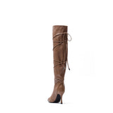Wide Long Boots Heel(Brown)