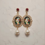 クラッシックフラワーズオイルペインティングピアス / Classic Flowers Oil Painting Piercing