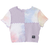 タイダイブロックミックスクロップTシャツ / PURPLE TIE-DYE BLOCK MIX CROP T-SHIRT
