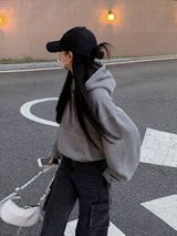 [BELLIDE MADE] Vintage Pigment Crop Hoodie