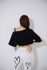 アンフッテッドオフショルダークロップTシャツ / TOP(9363) Unfooted Off Shoulder Crop