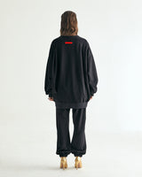 UNISEX LABEL POINT SOFT SWEAT CARDIGAN W - BLACK (6636052250742)