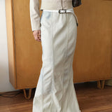 Pinter washed stitch cut mermaid denim long skirt