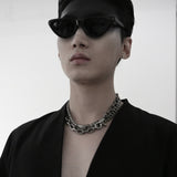 11mm ラウンド チェーン リンク ネックレス / [BLESSEDBULLET]11mm round chain link necklace_dark silver/silver