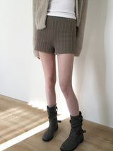 [Brushed lining] ショートリブニットパンツ
