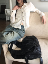 Hijo レザーカットクロスショルダーバッグ