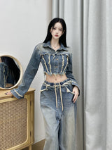 ジェンダメージワイドデニムパンツ/[High quality] 790. Jen damage wide denim pt
