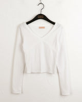 シャロンXレースVネック長袖Tシャツ/Sharon X Lace V-Neck Long Sleeve T-Shirt