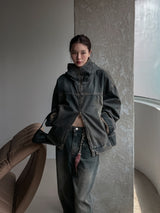 (UNISEX) インアワーウォッシングフードデニムジャケット