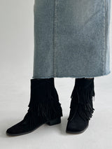 フリンジショートブーツ/Fringe Short Boots (2color)