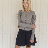 Lush shirring T-shirt (light gray)