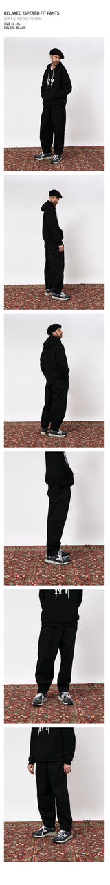 リラックスドテーパードフィットパンツ / RELAXED TAPERED FIT PANTS - BLACK