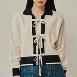 リボンカーディガン/RIBBON CARDIGAN_OATMEAL