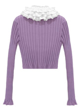 Lace collared cardigan (SET) 