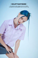クロップショートスリーブコットンシャツ / CROP SHORT-SLEEVES COTTON SHIRTS(LAVENDER)